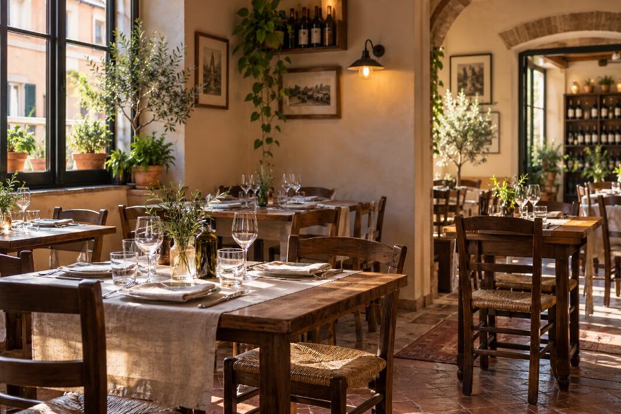 Gastraum der fiktiven Trattoria